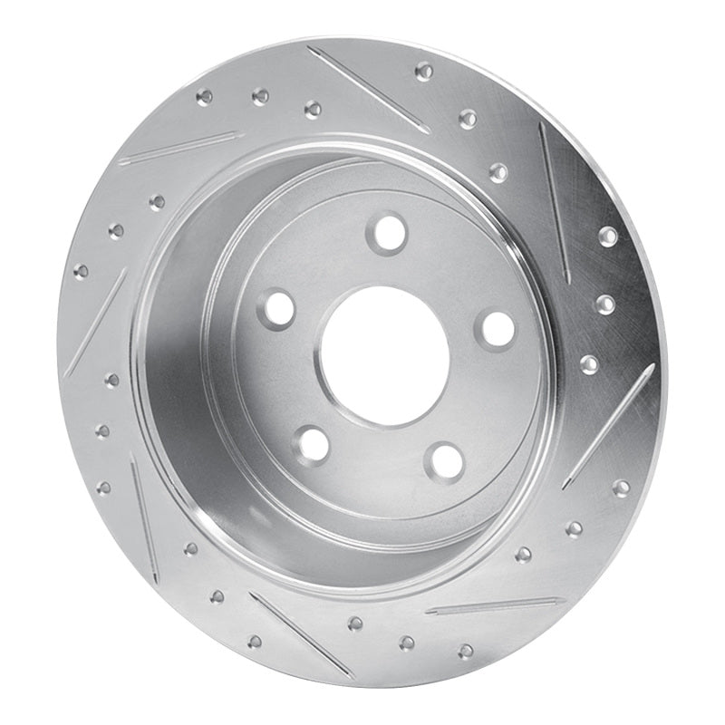 DFC 07-18 Jeep Wrangler Rear Left Drilled & Slotted Silver Brake Rotor