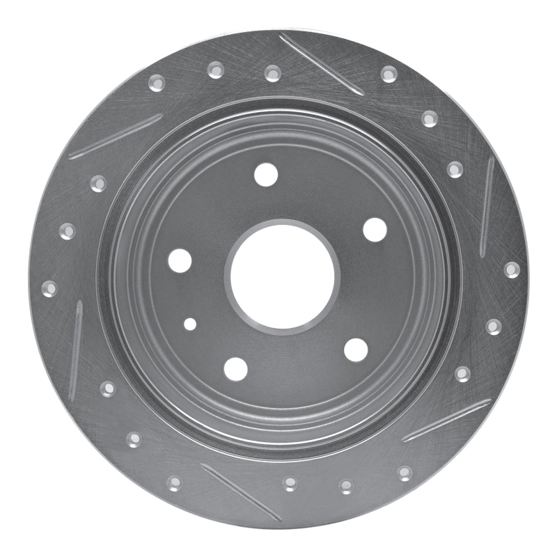 R1 99-02 Daewoo Leganza Rear Left Drilled & Slotted Silver Brake Rotor
