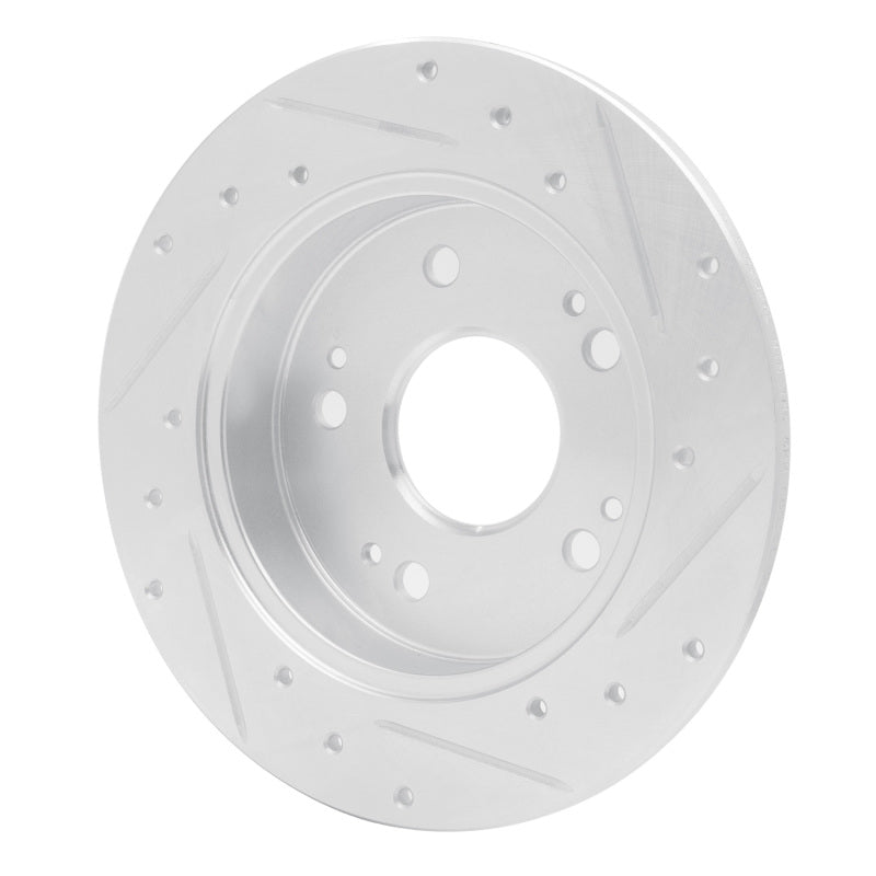 R1 06-15 Honda Civic Si Rear Left Drilled & Slotted Silver Brake Rotor