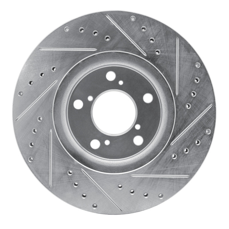 R1 06-14 Honda Ridgeline Front Left Drilled & Slotted Silver Brake Rotor