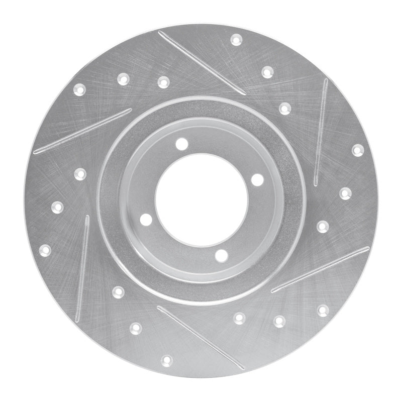 R1 62-80 MG MGB Front Left Drilled & Slotted Silver Brake Rotor