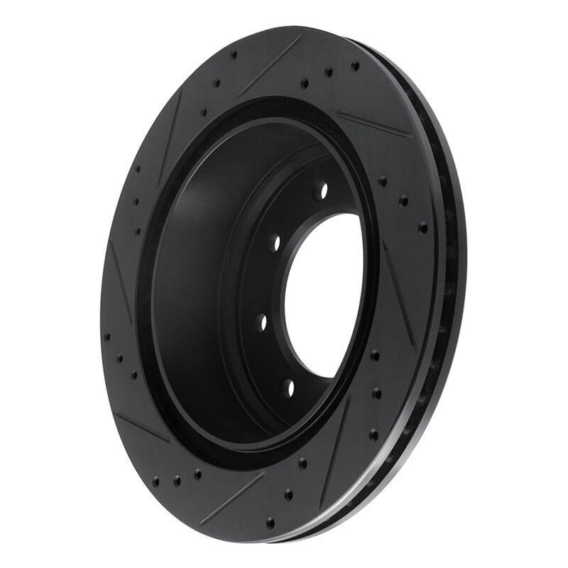 R1 12-21 Nissan NV1500 Rear Right Drilled & Slotted Black Brake Rotor