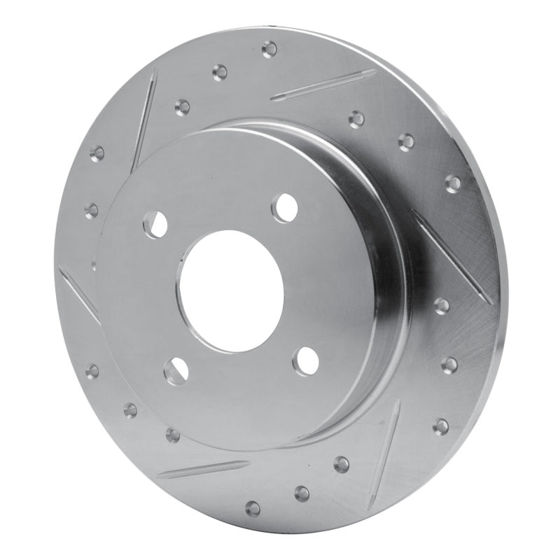 R1 91-98 Saturn SW1 Rear Left Drilled & Slotted Silver Brake Rotor