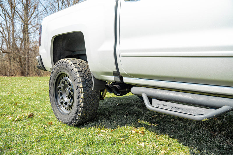 Corsa 14-16 Chevrolet Silverado 3.0in Catback Front Axle Exit Exhaust w/ Twin 4.0in Black Tips