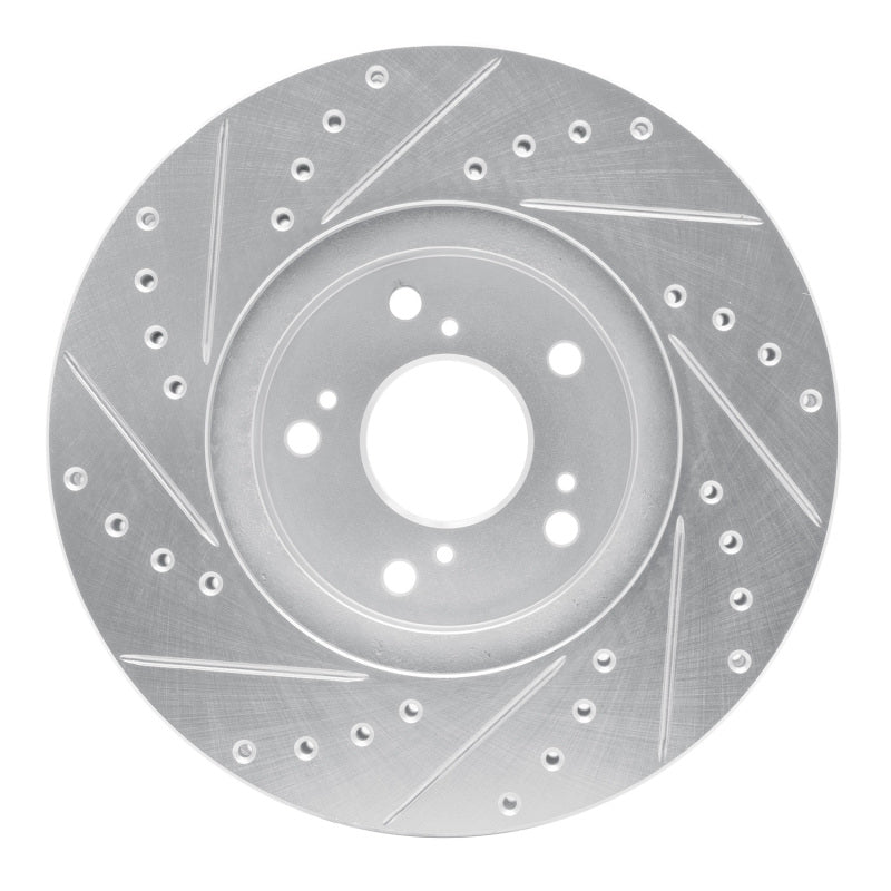 R1 99-14 Acura TSX Front Right Drilled & Slotted Silver Brake Rotor