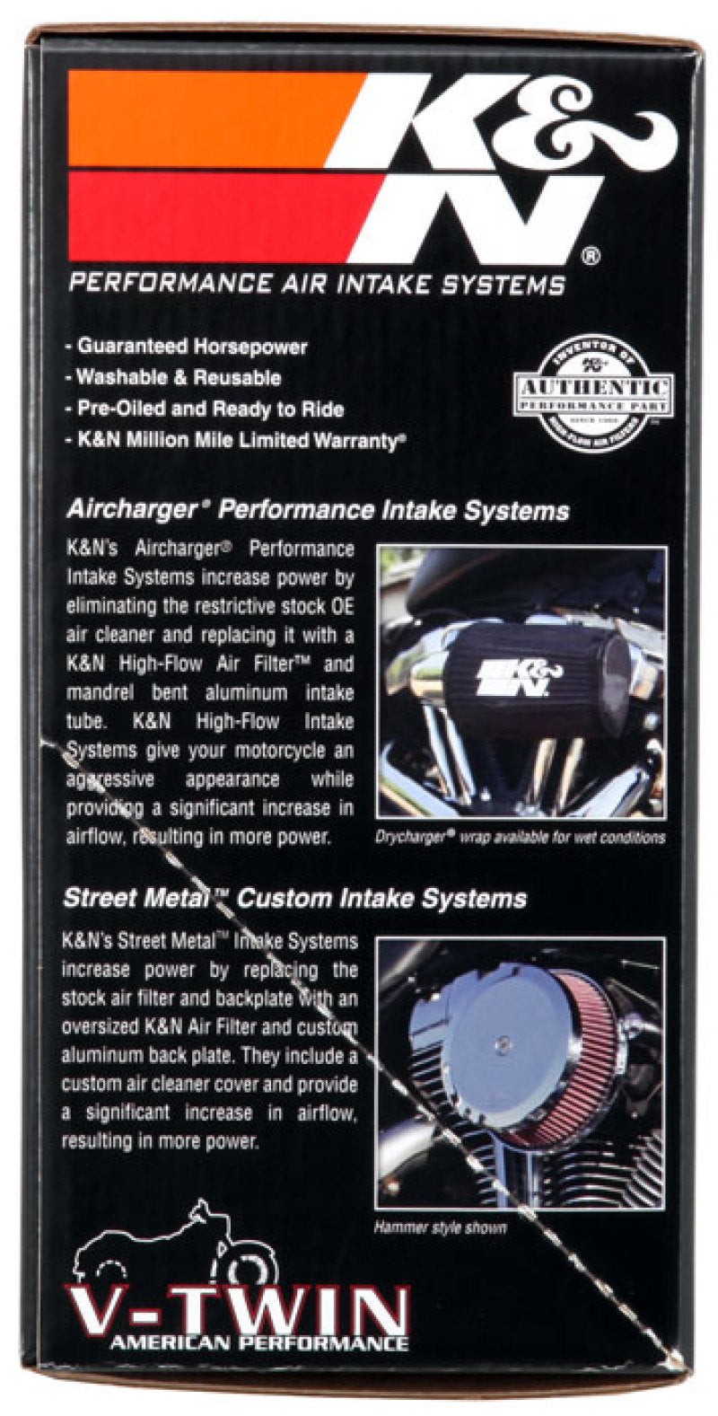 K&N Street Metal Intake System Hammer Chrome for Harley-Davidson