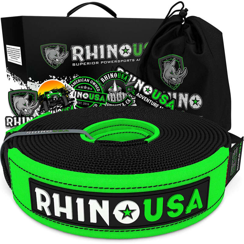 Rhino USA Recovery Tow Strap 2Inx20Ft (Black)