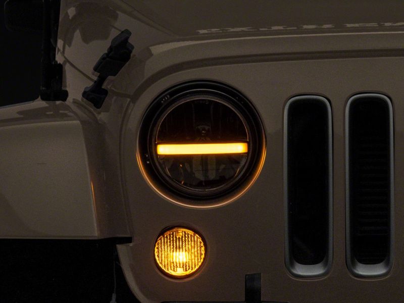 Raxiom 97-18 Jeep Wrangler TJ & JK Axial 7-In LED Headlights w/ DRL - Black Housing (Clear Lens)