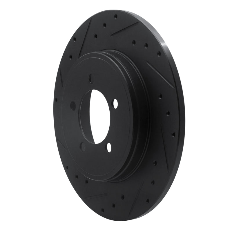 R1 03-05 Lincoln AVIATOR Rear Left Drilled & Slotted Black Brake Rotor