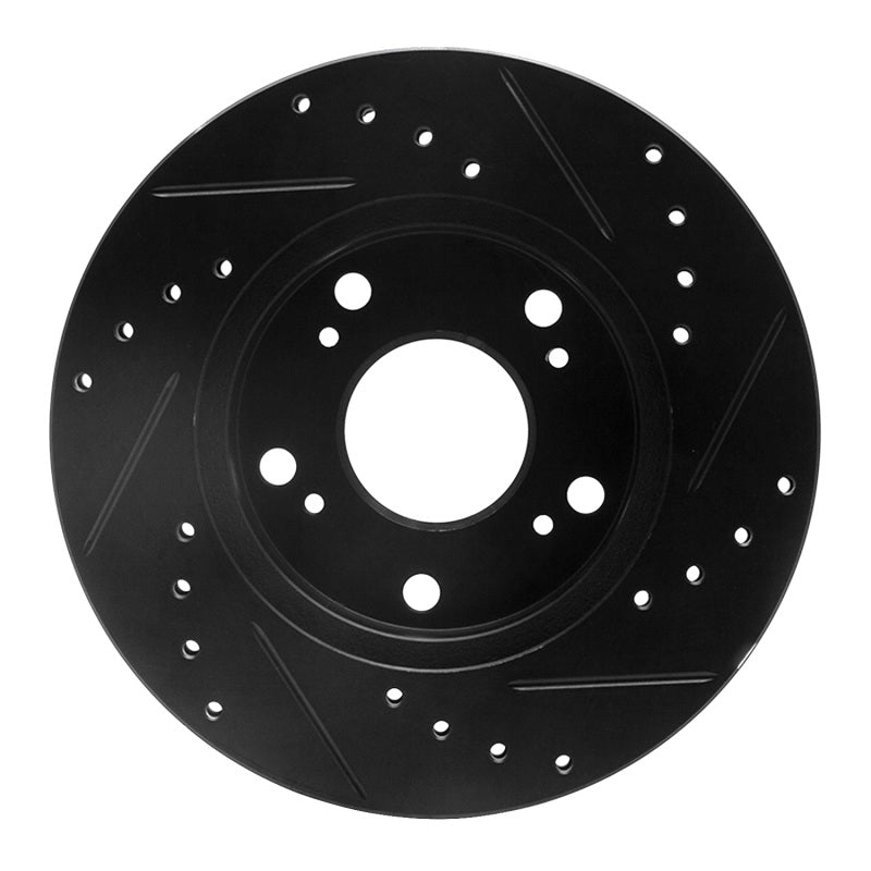 R1 02-15 Acura RSX Front Left Drilled & Slotted Black Brake Rotor