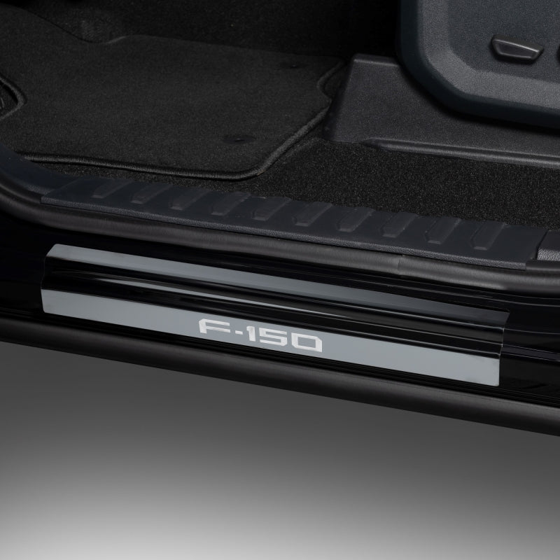 Putco 15-20 Ford F-150 - Regular Cab & SuperCab w/ F-150 Etching (2pcs) Black Platinum Door Sill