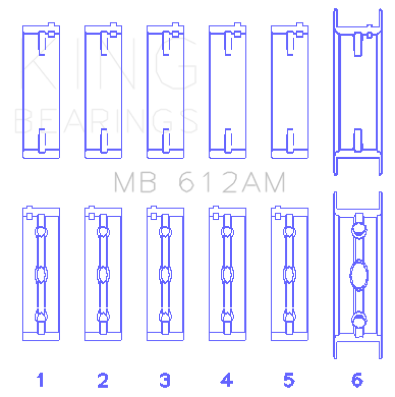 King Engine Bearings Volvo 520/B5252/B5254F/T/B5234F/T (Size +0.50mm) Main Bearing Set
