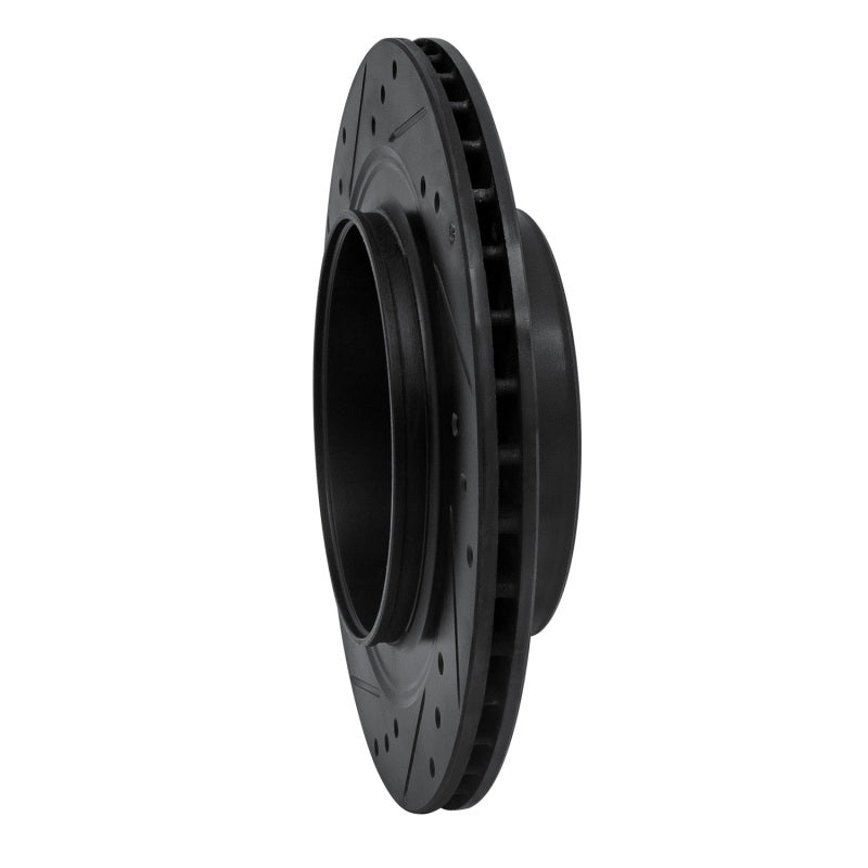 R1 02-10 Saab 9-5 Rear Right Drilled & Slotted Black Brake Rotor