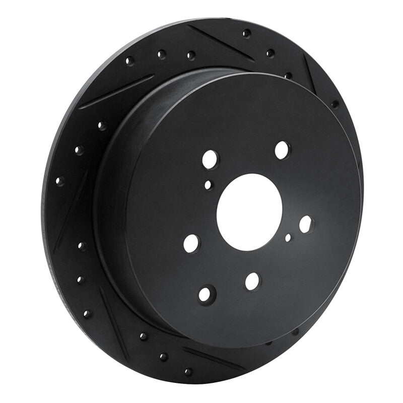 R1 10-20 Lexus RX450h Rear Right Drilled & Slotted Black Brake Rotor
