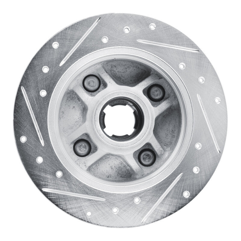 R1 88-88 Nissan Maxima Rear Right Drilled & Slotted Silver Brake Rotor
