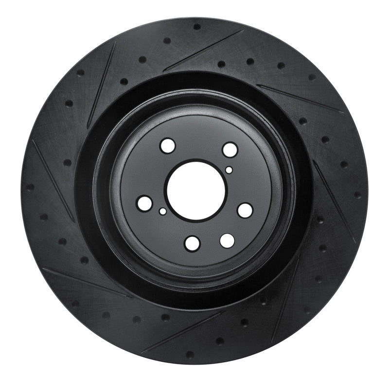 R1 15-22 Lexus RC F Right Rear Drilled & Slotted Black Brake Rotor