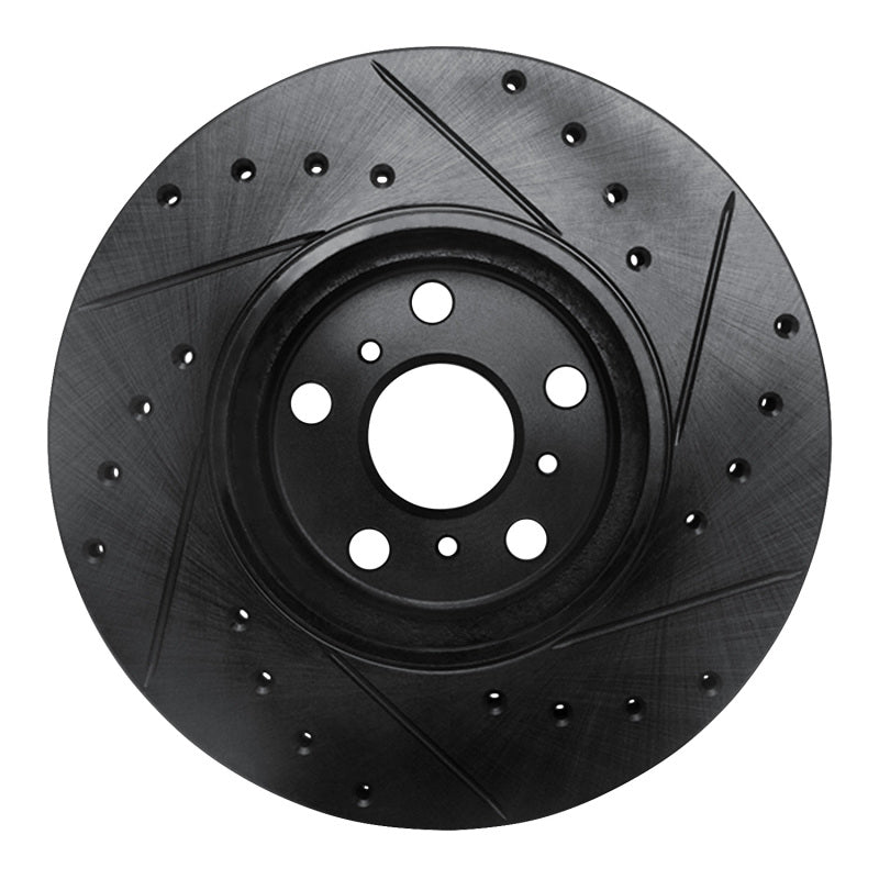 R1 90-93 Toyota Celica Front Left Drilled & Slotted Black Brake Rotor