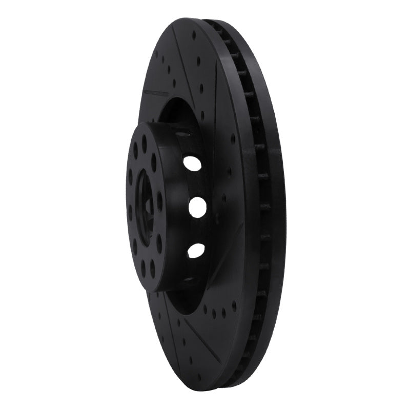 R1 00-03 Audi A8 Front Right Drilled & Slotted Black Brake Rotor