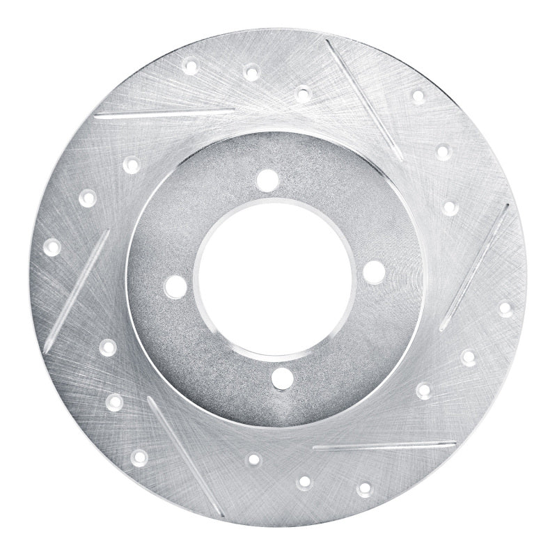 R1 75-82 Nissan 610 Front Right Drilled & Slotted Silver Brake Rotor