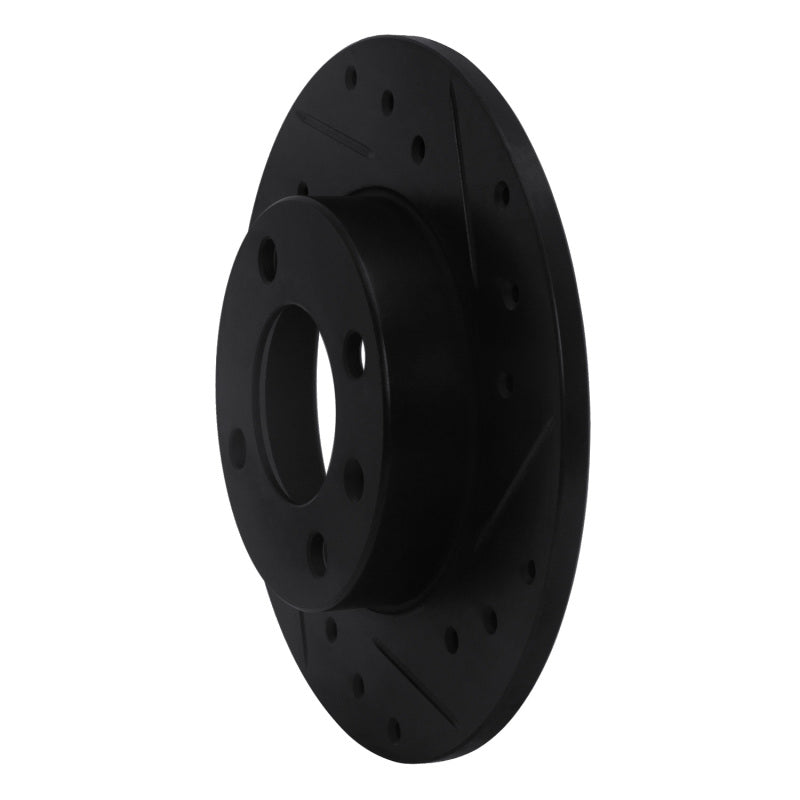 R1 86-93 Volkswagen Quantum Rear Right Drilled & Slotted Black Brake Rotor