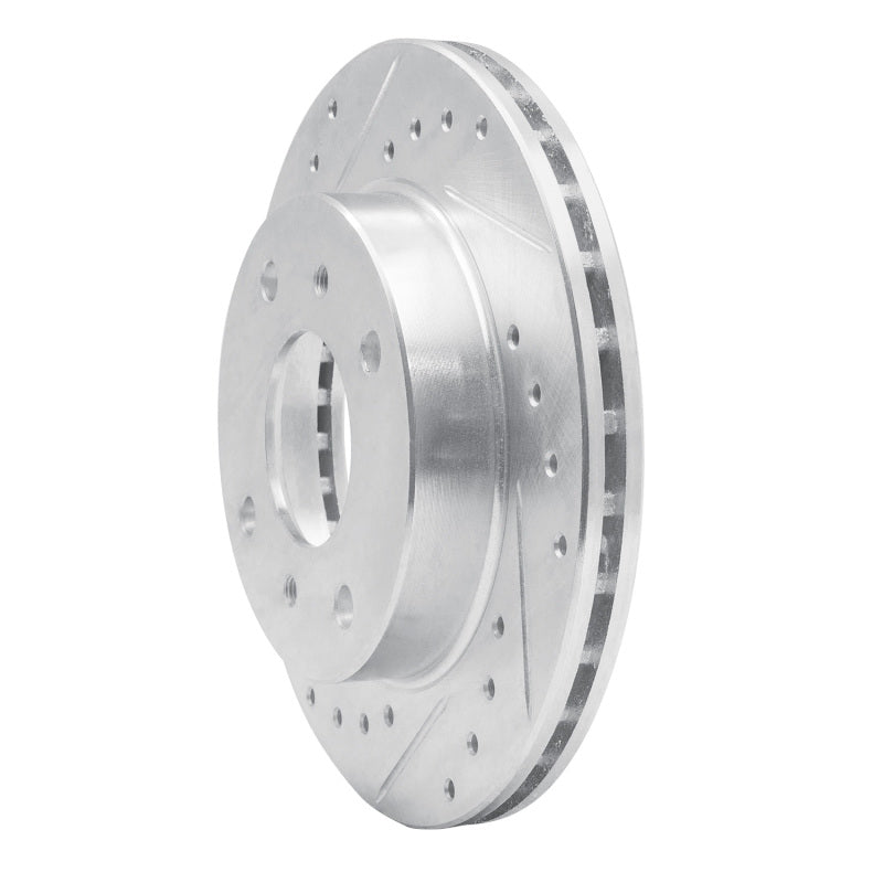 R1 89-96 Nissan 240SX Front Left Drilled & Slotted Silver Brake Rotor