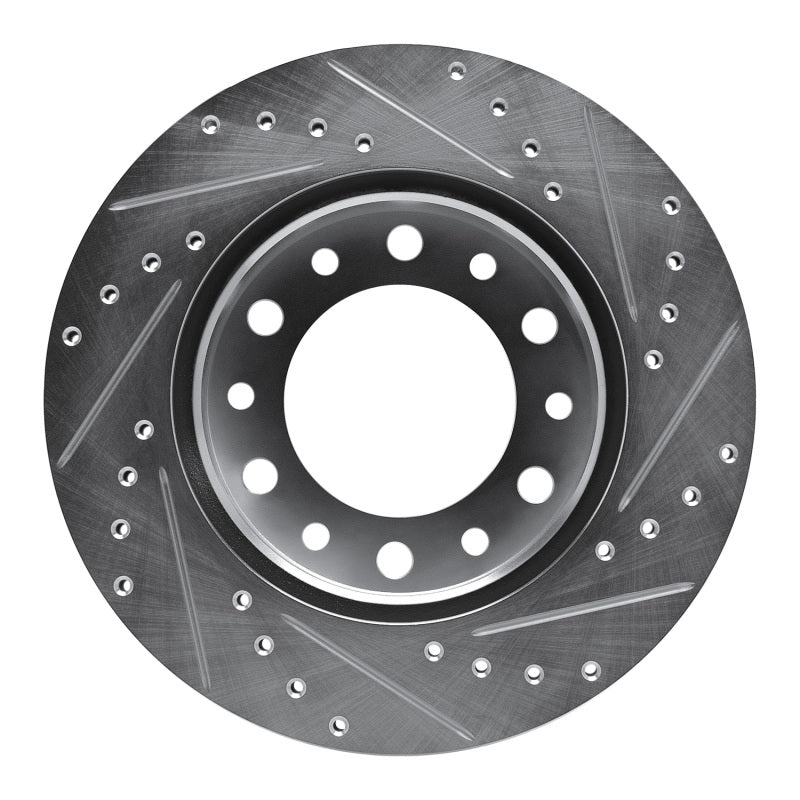 DFC 76-89 Toyota Land Cruiser Front Left Drilled & Slotted Silver Brake Rotor