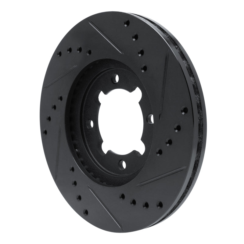 R1 83-84 Toyota Cressida Front Left Drilled & Slotted Black Brake Rotor
