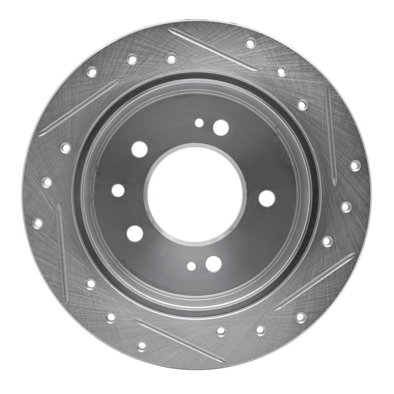 R1 07-10 Hyundai Elantra Rear Left Drilled & Slotted Silver Brake Rotor