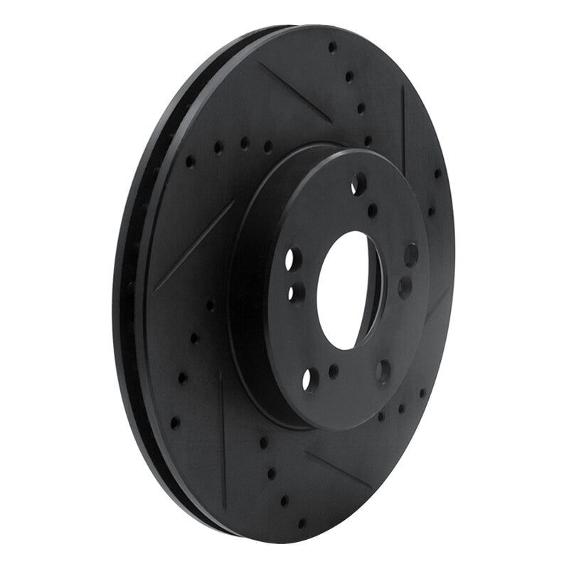 R1 06-15 Honda Civic Front Right Drilled & Slotted Black Brake Rotor