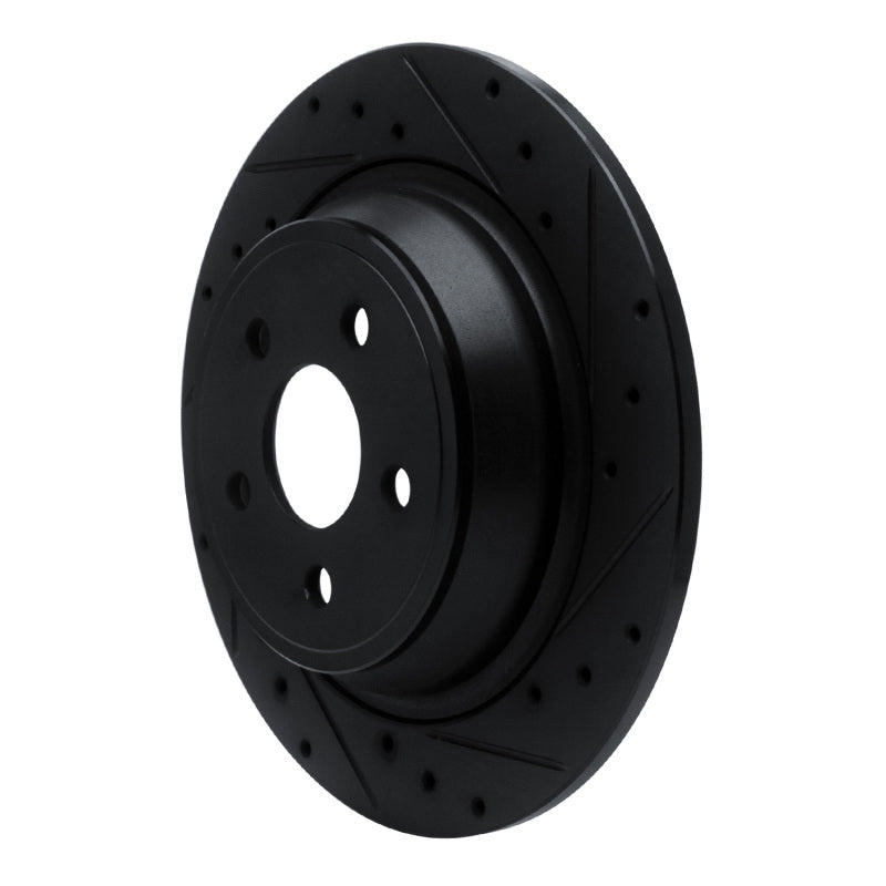 R1 15-24 Ford Fusion Rear Right Drilled & Slotted Black Brake Rotor