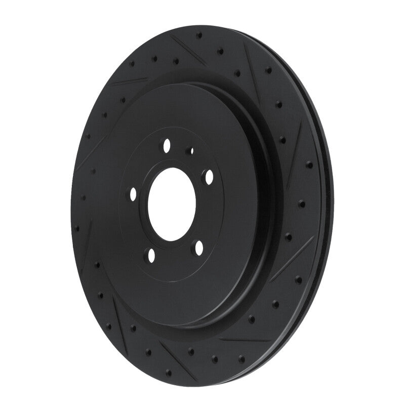 R1 13-14 Ford Mustang Rear Right Drilled & Slotted Black Brake Rotor