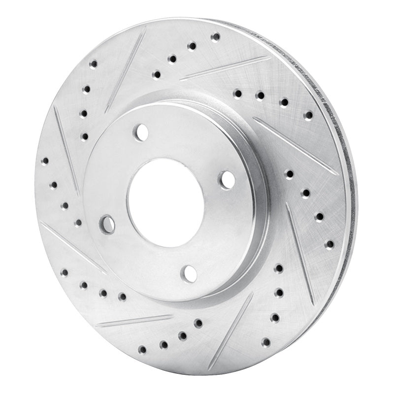 R1 07-14 Nissan Versa Front Left Drilled & Slotted Silver Brake Rotor