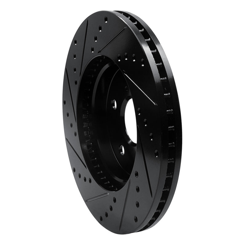 R1 02-15 Lexus ES300 Front Right Drilled & Slotted Black Brake Rotor