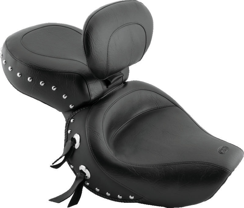 Mustang 00-08 Honda VT1100 Sabre,97-08 Spirit,87-97 Shadow Wide Touring 1PC Seat w/Studs - Black