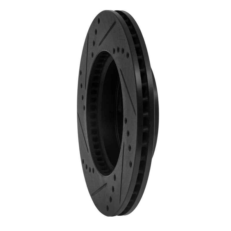 R1 12-15 Acura ILX Front Right Drilled & Slotted Black Brake Rotor