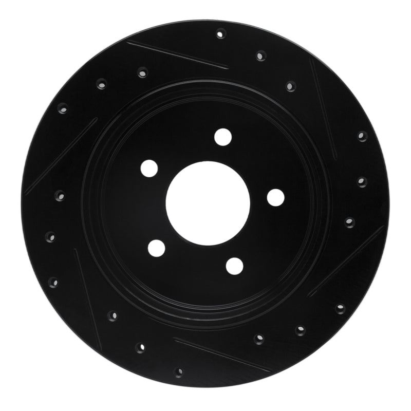 R1 03-11 Ford Crown Victoria Rear Left Drilled & Slotted Black Brake Rotor