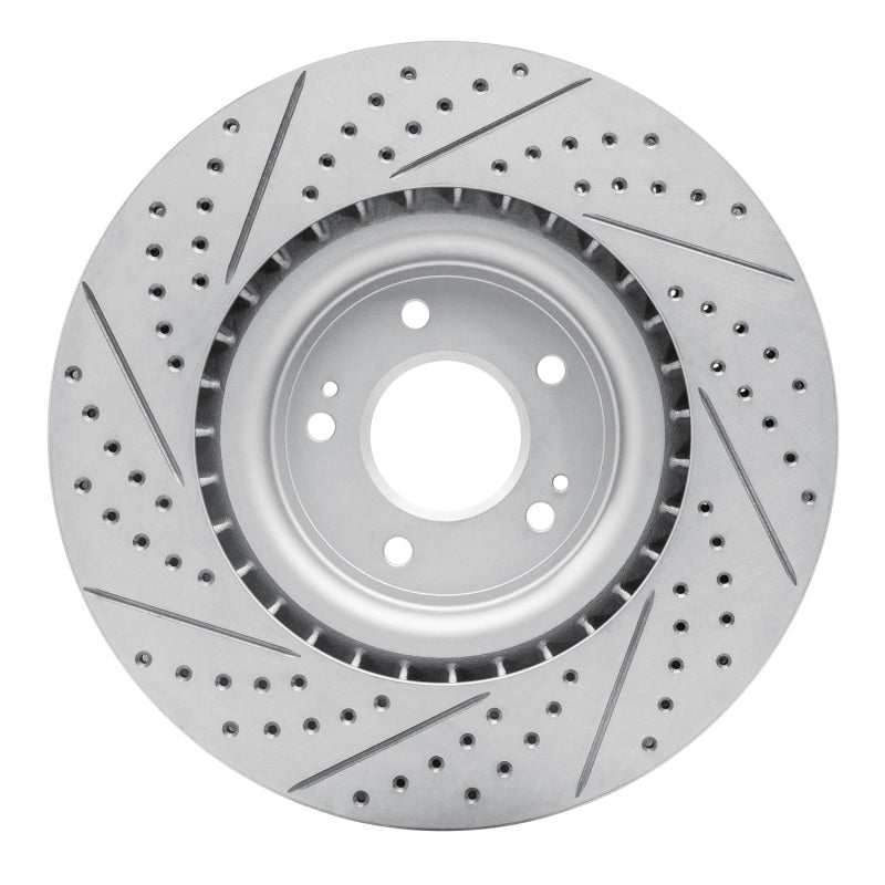 R1 08-15 Mitsubishi Lancer Front Right Drilled & Slotted Geo-Carbon Rotor