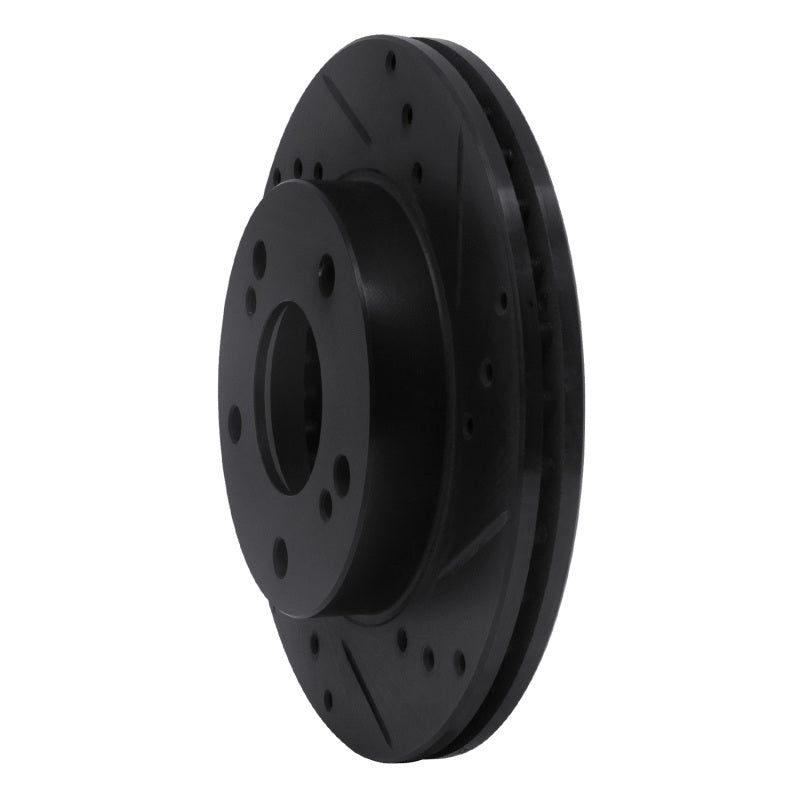 R1 96-98 Nissan 240SX Front Right Drilled & Slotted Black Brake Rotor