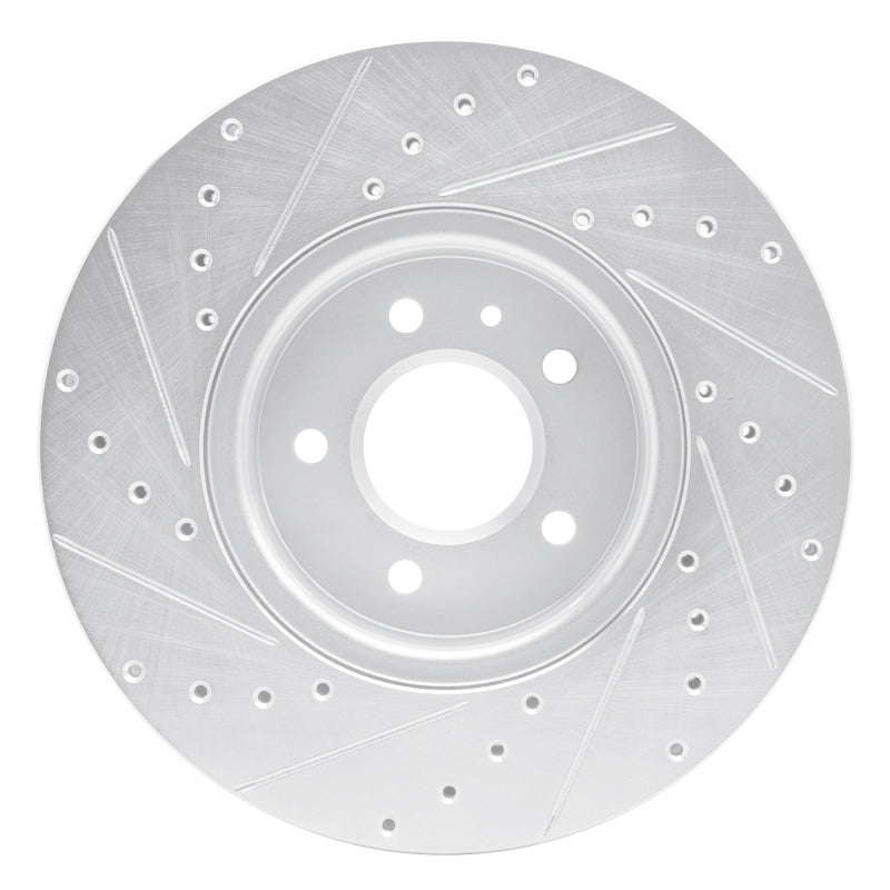 R1 13-25 Cadillac ATS Front Right Drilled & Slotted Silver Brake Rotor