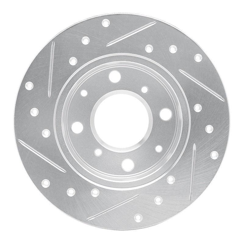 DFC 79-83 Honda Civic Hatchback Front Right Drilled & Slotted Silver Brake Rotor