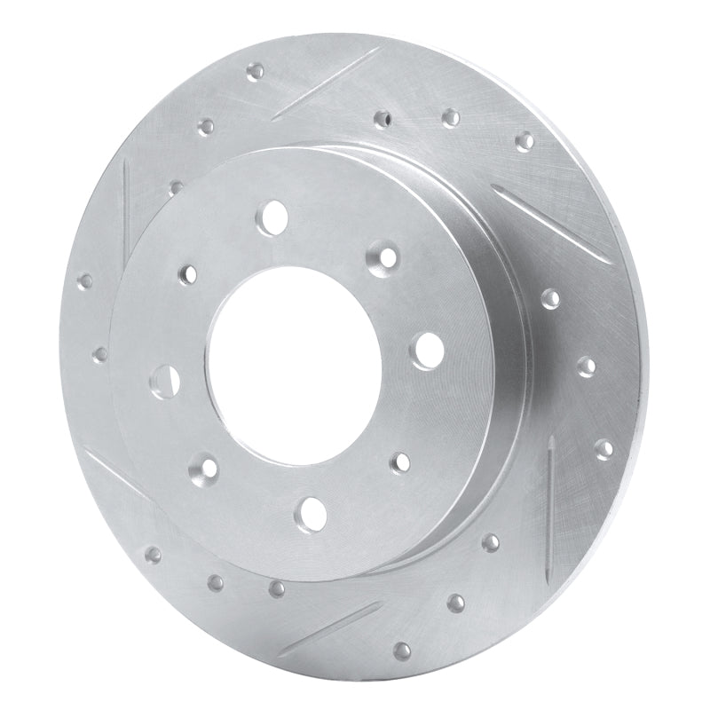 R1 04-09 Kia Spectra5 Rear Left Drilled & Slotted Silver Brake Rotor