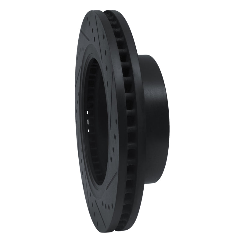 R1 12-21 Nissan NV1500 Front Left Drilled & Slotted Black Brake Rotor