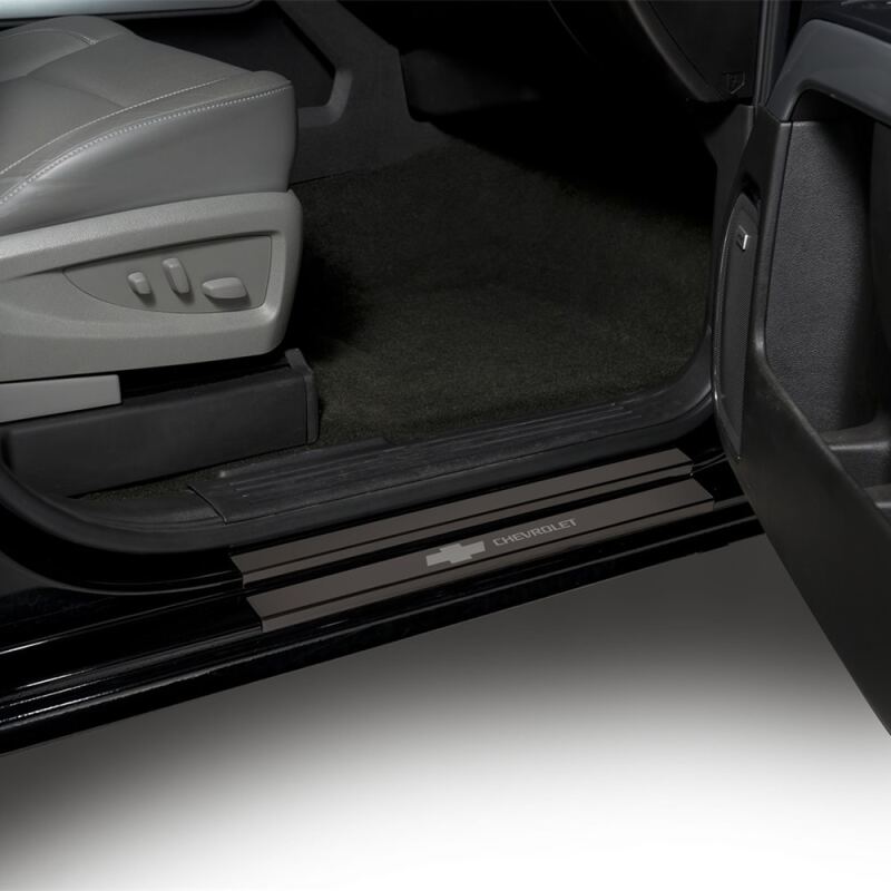 Putco 2019+ Chevrolet Silverado LD- Crew Cab w/ Bow Tie Etching (4pcs) Black Platinum Door Sills