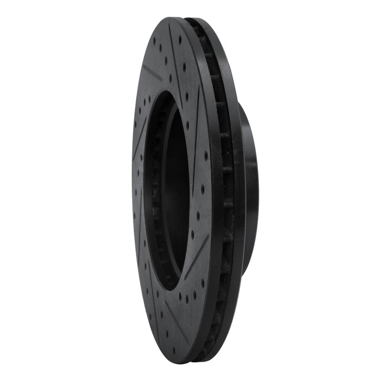 R1 96-00 Volkswagen EuroVan Front Left Drilled & Slotted Black Brake Rotor