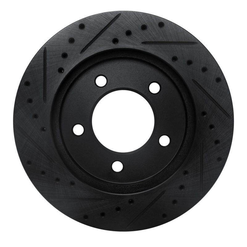 R1 97-02 Ford Expedition Front Right Drilled & Slotted Black Brake Rotor