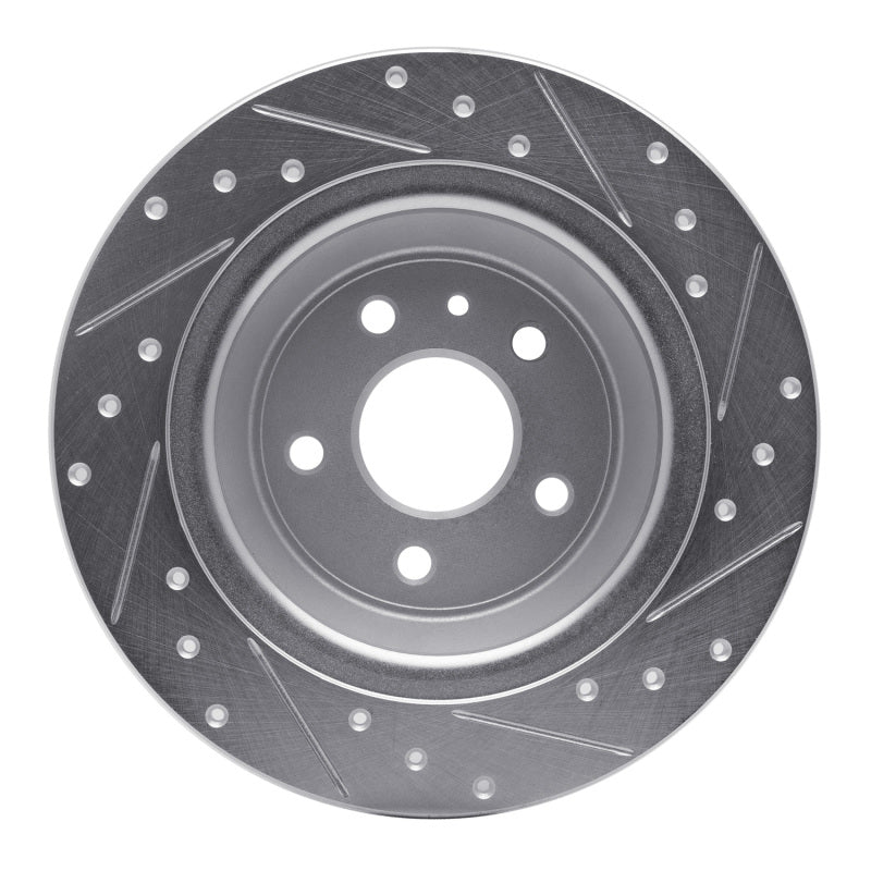 R1 13-20 Ford Fusion Rear Left Drilled & Slotted Silver Brake Rotor