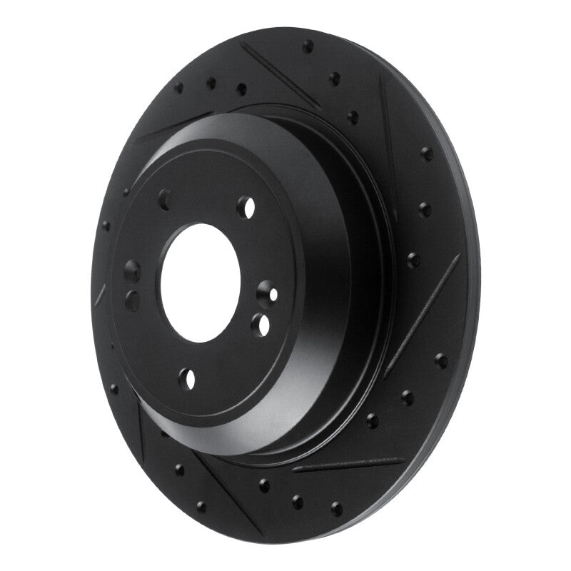 R1 18-23 Genesis G70 Rear Right Drilled & Slotted Black Brake Rotor