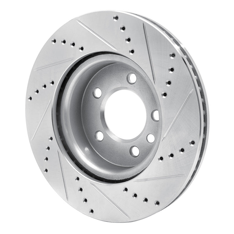 R1 05-07 Land Rover LR3 Front Left Drilled & Slotted Silver Brake Rotor