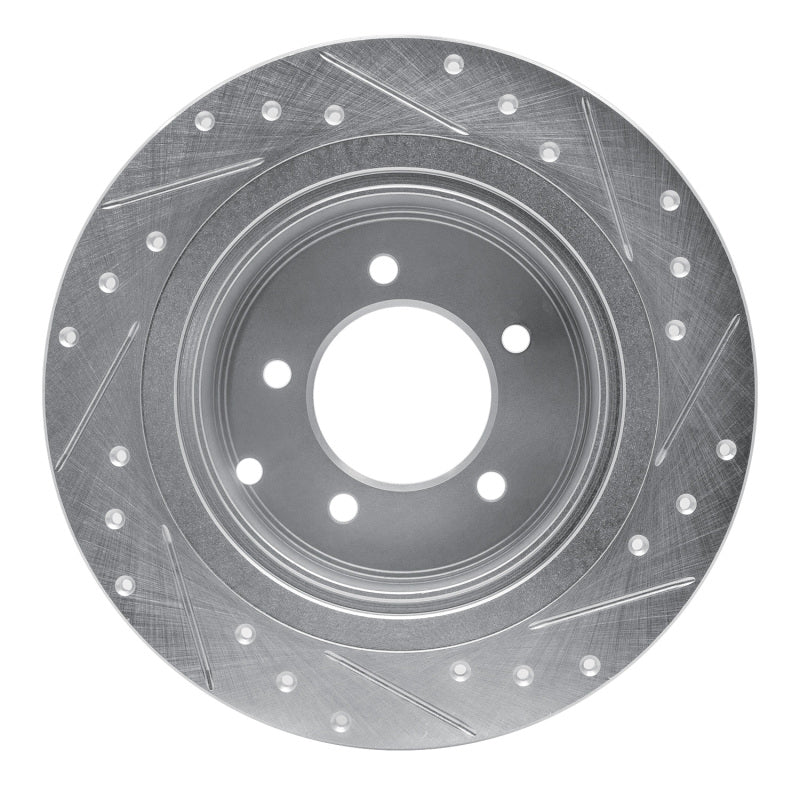 R1 07-17 Chrysler 200 Rear Left Drilled & Slotted Silver Brake Rotor