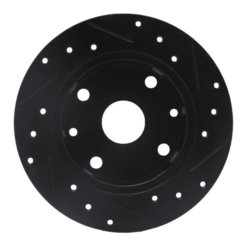 R1 81-85 Mazda RX-7 Rear Left Drilled & Slotted Black Brake Rotor